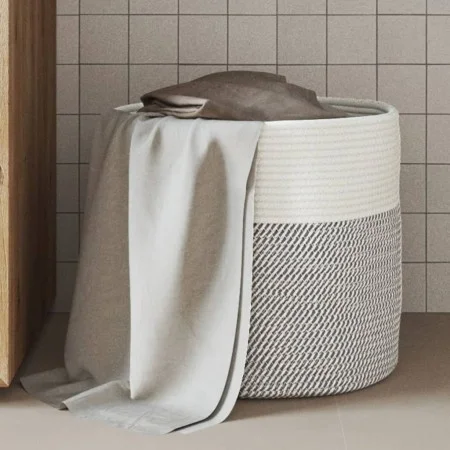 Cesta de almacenaje algodón gris y blanco Ø40x35 cm by , Baskets - Ref: Foro24-358466, Price: 27,20 €, Discount: %