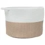 Cesta para ropa sucia algodón marrón y blanco Ø55x36 cm de , Cestas para ropa - Ref: Foro24-358472, Precio: 39,93 €, Descuent...