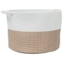 Wäschekorb aus brauner und weißer Baumwolle Ø55x36 cm von , Wäschekörbe - Ref: Foro24-358472, Preis: 40,56 €, Rabatt: %