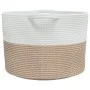Cesta para ropa sucia algodón marrón y blanco Ø55x36 cm de , Cestas para ropa - Ref: Foro24-358472, Precio: 39,93 €, Descuent...