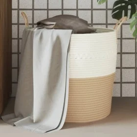 Aufbewahrungskorb aus beige-weißer Baumwolle Ø43x38 cm. von , Körbe - Ref: Foro24-358487, Preis: 48,51 €, Rabatt: %