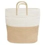 Aufbewahrungskorb aus beige-weißer Baumwolle Ø43x38 cm. von , Körbe - Ref: Foro24-358487, Preis: 48,51 €, Rabatt: %
