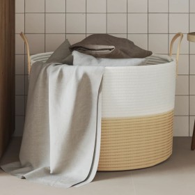 Cesta de almacenaje algodón beige y blanco Ø51x33 cm