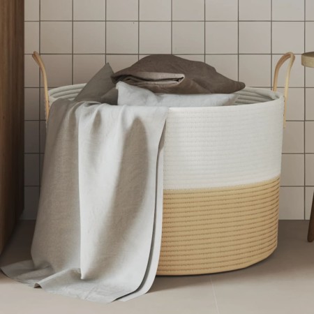 Cesta de almacenaje algodón beige y blanco Ø51x33 cm by , Baskets - Ref: Foro24-358491, Price: 32,20 €, Discount: %