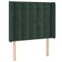 Cabecero con orejas de terciopelo verde oscuro 83x16x118/128 cm de , Cabeceros y pies de cama - Ref: Foro24-3120047, Precio: ...