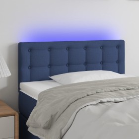 Cabecero con LED de tela azul 100x5x78/88 cm