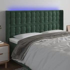 Dunkelgrünes Samtkopfteil mit LED 163x16x118/128 cm von , Kopf- und Fußteile - Ref: Foro24-3124539, Preis: 150,16 €, Rabatt: %