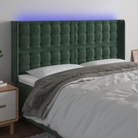 Dunkelgrünes Samtkopfteil mit LED 163x16x118/128 cm von , Kopf- und Fußteile - Ref: Foro24-3124539, Preis: 141,63 €, Rabatt: %