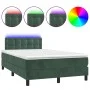 Box spring bed with mattress and LED dark green velvet 120x200cm by , Beds and slatted bases - Ref: Foro24-3134636, Price: 38...