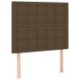 Cama box spring con colchón tela marrón oscuro 80x200 cm