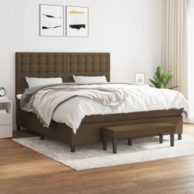 Box spring bed with dark brown fabric mattress 160x200 cm by , Beds and slatted bases - Ref: Foro24-3136928, Price: 602,56 €,...