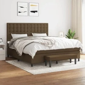 Box spring bed with dark brown fabric mattress 160x200 cm by , Beds and slatted bases - Ref: Foro24-3136928, Price: 580,53 €,...