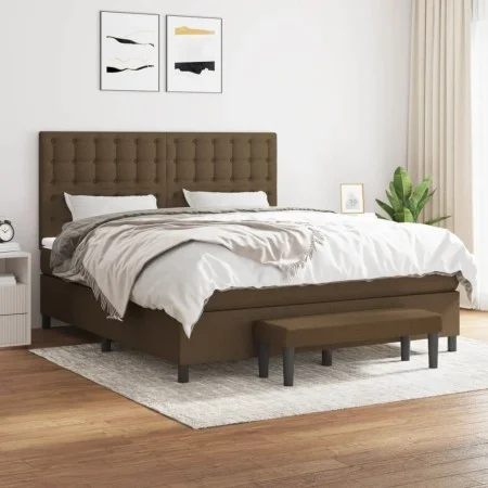 Box spring bed with dark brown fabric mattress 160x200 cm by , Beds and slatted bases - Ref: Foro24-3136928, Price: 580,98 €,...