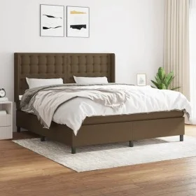 Box spring bed with dark brown fabric mattress 160x200 cm by , Beds and slatted bases - Ref: Foro24-3131764, Price: 546,15 €,...