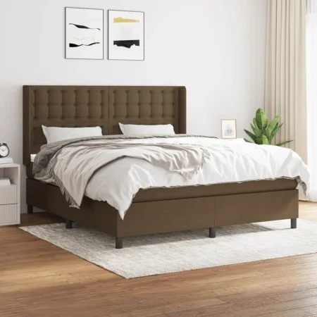 Box spring bed with dark brown fabric mattress 160x200 cm by , Beds and slatted bases - Ref: Foro24-3131764, Price: 546,15 €,...