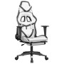 Gaming-Stuhl mit Fußstütze aus weißem schwarzem Kunstleder von , Gaming-Stühle - Ref: Foro24-3143685, Preis: 128,32 €, Rabatt: %