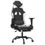 Silla gaming con reposapiés cuero sintético negro blanco de , Sillones para videojuegos - Ref: Foro24-3143658, Precio: 119,10...