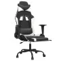 Silla gaming con reposapiés cuero sintético negro blanco de , Sillones para videojuegos - Ref: Foro24-3143658, Precio: 119,10...