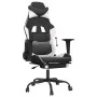 Silla gaming con reposapiés cuero sintético negro blanco de , Sillones para videojuegos - Ref: Foro24-3143658, Precio: 119,10...