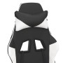 Silla gaming masaje y reposapiés cuero sintético negro blanco de , Sillones para videojuegos - Ref: Foro24-345416, Precio: 12...