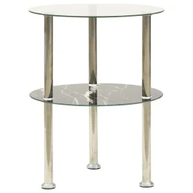 Side table 2 levels black transparent tempered glass 38cm by , Side tables - Ref: Foro24-322789, Price: 34,67 €, Discount: %