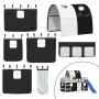 Curtains for high beds with black and white polyester tunnel by , Accessories for beds and slatted bases - Ref: Foro24-835916...