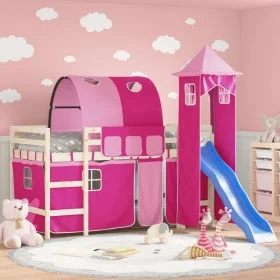 Curtains for loft bed with tunnel and pink tower by , Accessories for beds and slatted bases - Ref: Foro24-835921, Price: 53,...