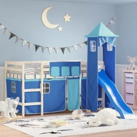 Curtains for high bed with blue polyester tower by , Accessories for beds and slatted bases - Ref: Foro24-835923, Price: 29,0...