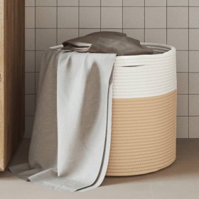 Beige-weißer Aufbewahrungskorb aus Baumwolle, Ø40x35 cm von , Körbe - Ref: Foro24-358467, Preis: 27,84 €, Rabatt: %