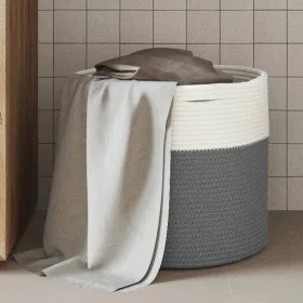 Gray and white cotton storage basket Ø40x35 cm by , Baskets - Ref: Foro24-358465, Price: 26,39 €, Discount: %