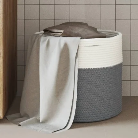 Cesta de almacenaje algodón gris y blanco Ø40x35 cm de , Cestas - Ref: Foro24-358465, Precio: 26,39 €, Descuento: %
