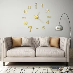 3D wall clock with modern design 100 cm XXL gold by vidaXL, Wall clocks - Ref: Foro24-50638, Price: 25,26 €, Discount: %