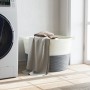 Grauer und weißer Wäschekorb aus Baumwolle, Ø60x36 cm von , Wäschekörbe - Ref: Foro24-358473, Preis: 30,64 €, Rabatt: %
