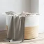 Beige-weißer Wäschekorb aus Baumwolle, Ø55x36 cm von , Wäschekörbe - Ref: Foro24-358471, Preis: 27,09 €, Rabatt: %