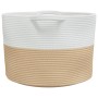 Beige and white cotton laundry basket Ø55x36 cm by , Laundry baskets - Ref: Foro24-358471, Price: 27,73 €, Discount: %