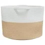 Beige-weißer Wäschekorb aus Baumwolle, Ø55x36 cm von , Wäschekörbe - Ref: Foro24-358471, Preis: 27,09 €, Rabatt: %