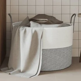 Grau-weißer Aufbewahrungskorb aus Baumwolle, Ø51x33 cm von , Körbe - Ref: Foro24-358490, Preis: 33,54 €, Rabatt: %