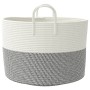 Gray and white cotton storage basket Ø51x33 cm by , Baskets - Ref: Foro24-358490, Price: 34,21 €, Discount: %