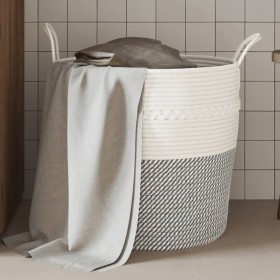 Gray and white cotton storage basket Ø43x38 cm by , Baskets - Ref: Foro24-358486, Price: 33,00 €, Discount: %