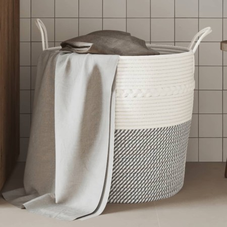 Grau-weißer Aufbewahrungskorb aus Baumwolle, Ø43x38 cm von , Körbe - Ref: Foro24-358486, Preis: 33,00 €, Rabatt: %