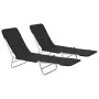 Tumbonas plegables 2 unidades acero y tela negras de vidaXL, Tumbonas - Ref: Foro24-44300, Precio: 87,45 €, Descuento: %