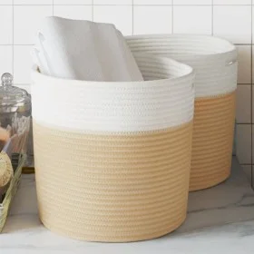 Storage baskets 2 pcs beige and white cotton Ø28x28 cm by , Baskets - Ref: Foro24-358459, Price: 28,85 €, Discount: %