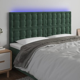 Headboard with LED lights dark green velvet 160x5x118/128 cm by , Headboards and footboards - Ref: Foro24-3122915, Price: 122...