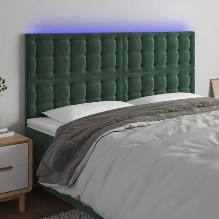 Headboard with LED lights dark green velvet 160x5x118/128 cm by , Headboards and footboards - Ref: Foro24-3122915, Price: 130...