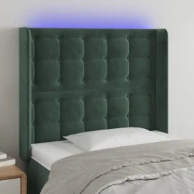 Dark green velvet headboard with LED 83x16x118/128 cm by , Headboards and footboards - Ref: Foro24-3124515, Price: 94,97 €, D...