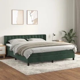 Box spring bed with dark green velvet mattress 160x200 cm by , Beds and slatted bases - Ref: Foro24-3131210, Price: 513,58 €,...