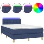 Box spring bed with mattress and LED blue fabric 120x200 cm by , Beds and slatted bases - Ref: Foro24-3134027, Price: 399,60 ...