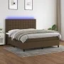 Box spring bed mattress LED lights dark brown fabric 160x200cm by , Beds and slatted bases - Ref: Foro24-3135208, Price: 547,...