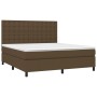 Box spring bed mattress LED lights dark brown fabric 160x200cm by , Beds and slatted bases - Ref: Foro24-3135208, Price: 568,...