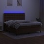 Box spring bed mattress LED lights dark brown fabric 160x200cm by , Beds and slatted bases - Ref: Foro24-3135208, Price: 568,...